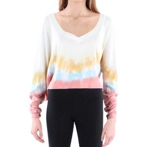 Maronie Tie Dye Pullover V-Neck Long Sleeve Top Anthropologie Pink Multi Sz S‎